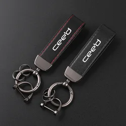 Deluxe Leather Keychain with Car Badge Keychain Pendant For KIA CEED