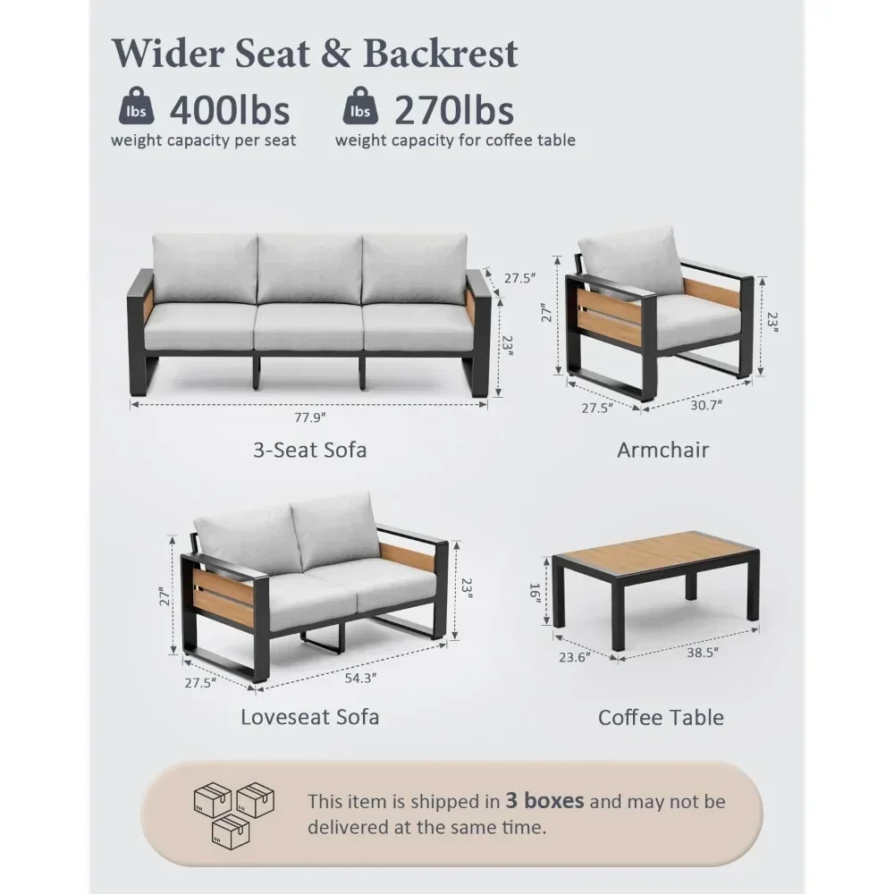 

Популярная алюминиевая садовая мебель для улицы - 2 кресла, всепогодная металлическая современная уличная мебель с моющимися толстыми подушками.