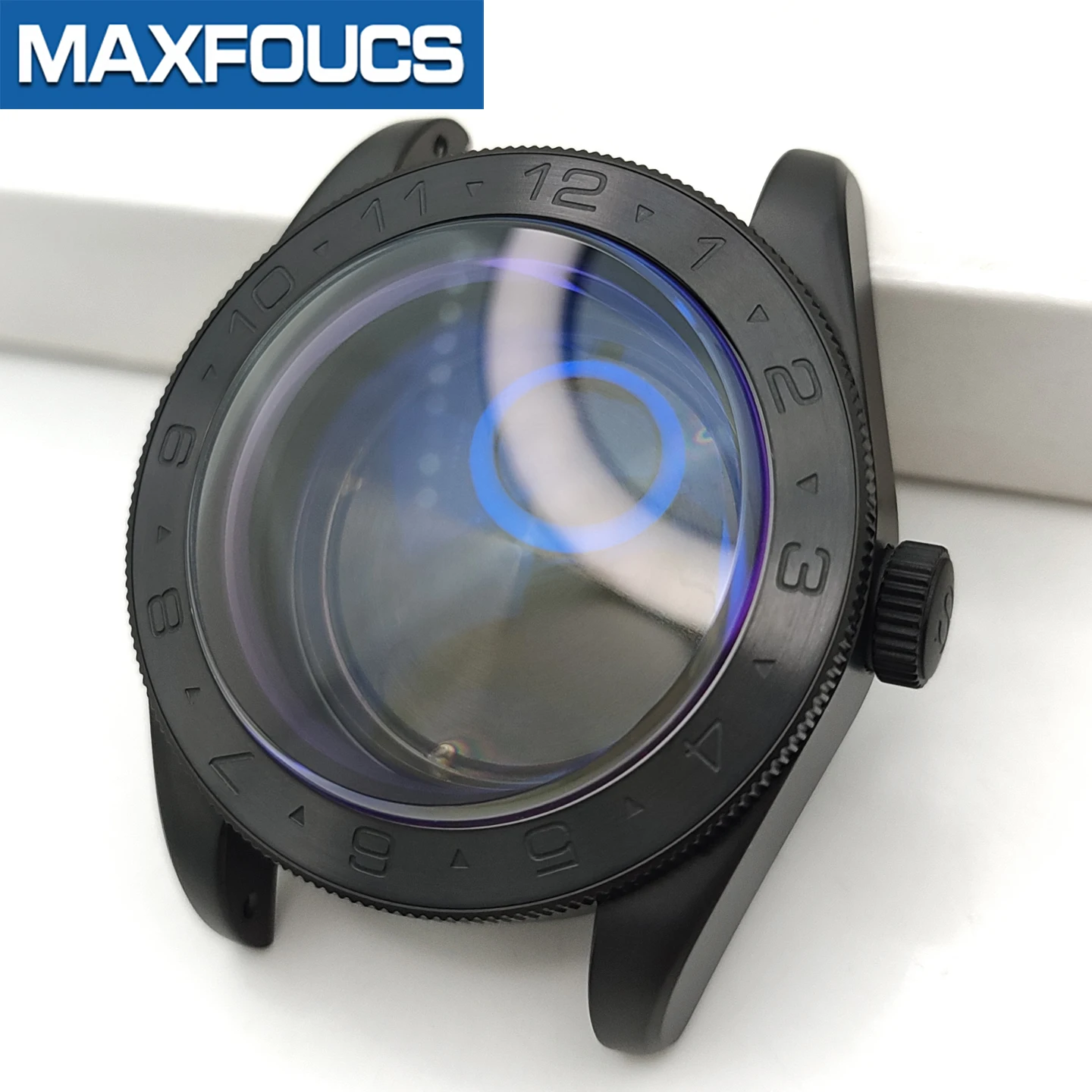 Mattes Retro-Uhrengehäuse im Black Bay-Stil MOD SKX NH34 NH36 Schwarze Stahlkrone Saphirglas-Gehäuseboden Einsatz Kundenspezifisches Zubehör – Detail 10