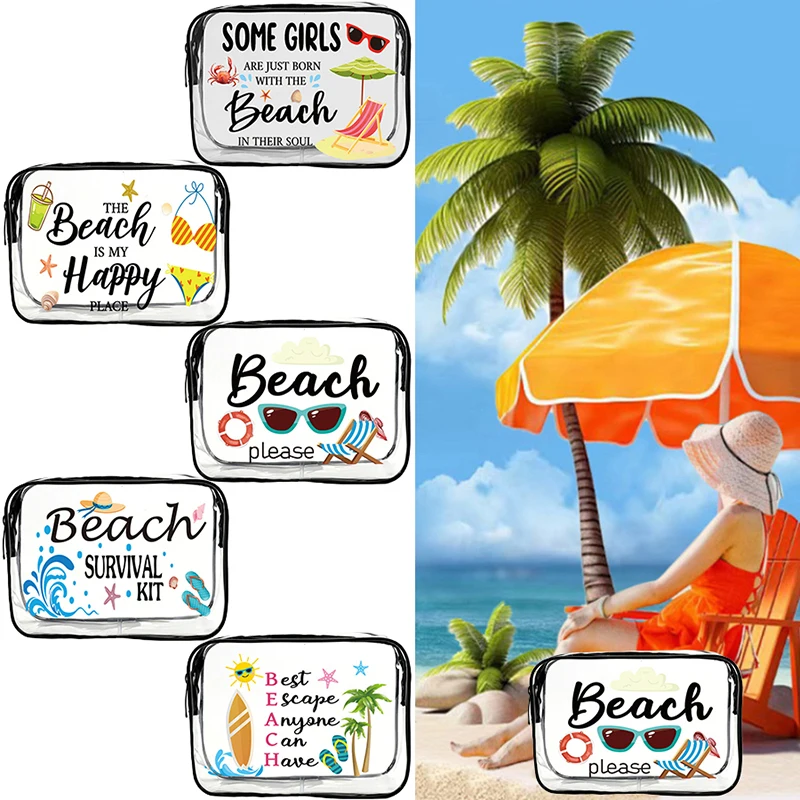 HUA HUA Waterproof Transparent Cosmetic Bag Convenient Portable Large Capacity Storage Bag PVC Material Easy To Carry Wash Bag