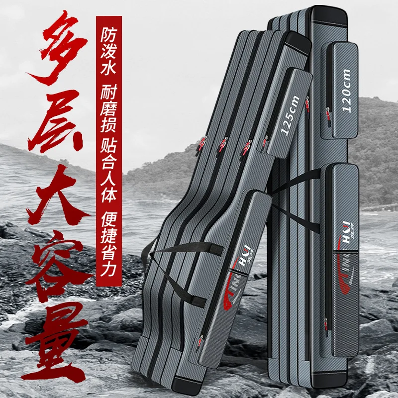 

Fishing Rod Bag Fishing Gear Bag 80cm-130cm Multifunctional Rod Bags Double-layer or Three-layer Large Thick Belly Fish Backpack