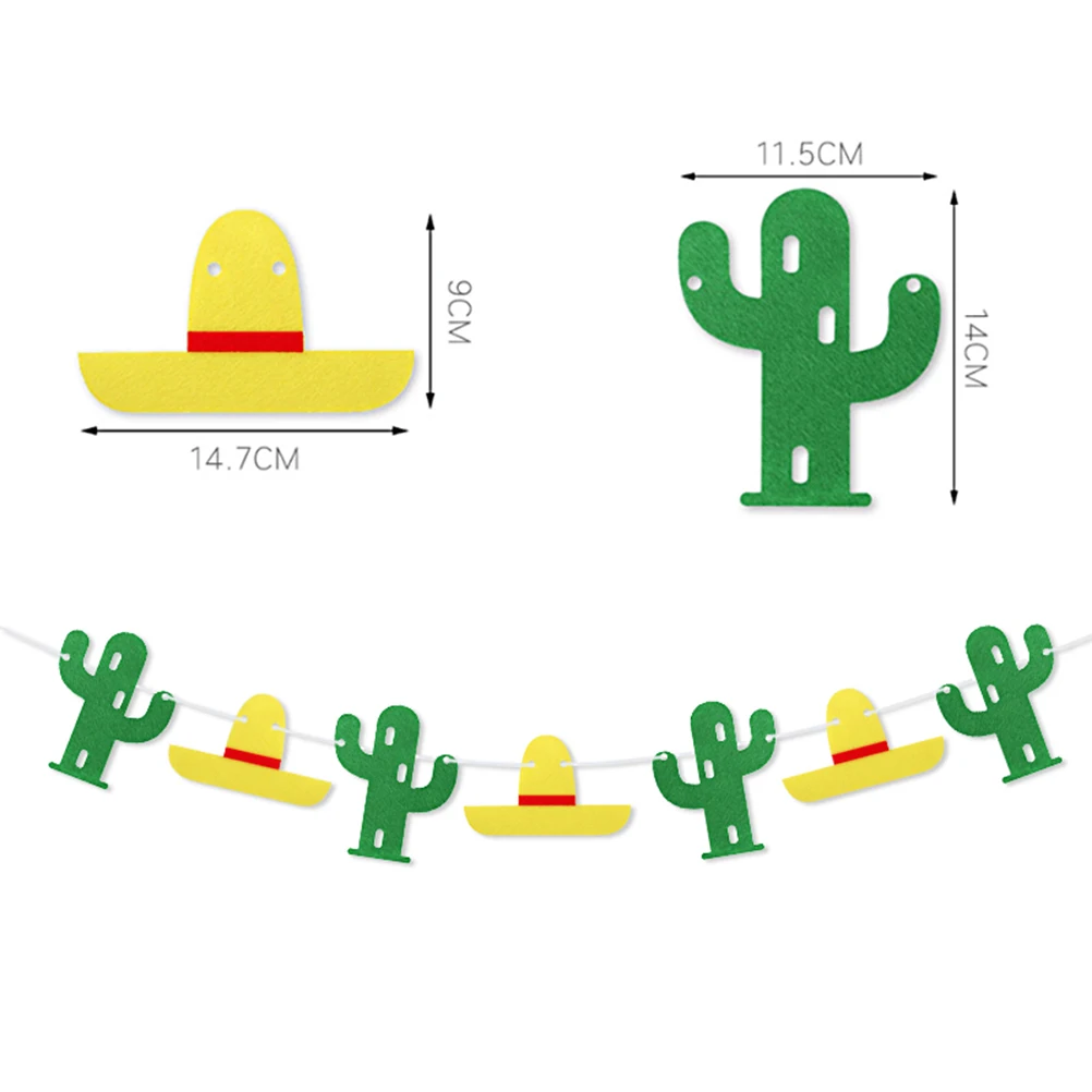 

Cactus Hat Party Banner Bunting Banner 2 Sets Flower Garlands Mexican Carnival Decorations Cactus Patterned Flags