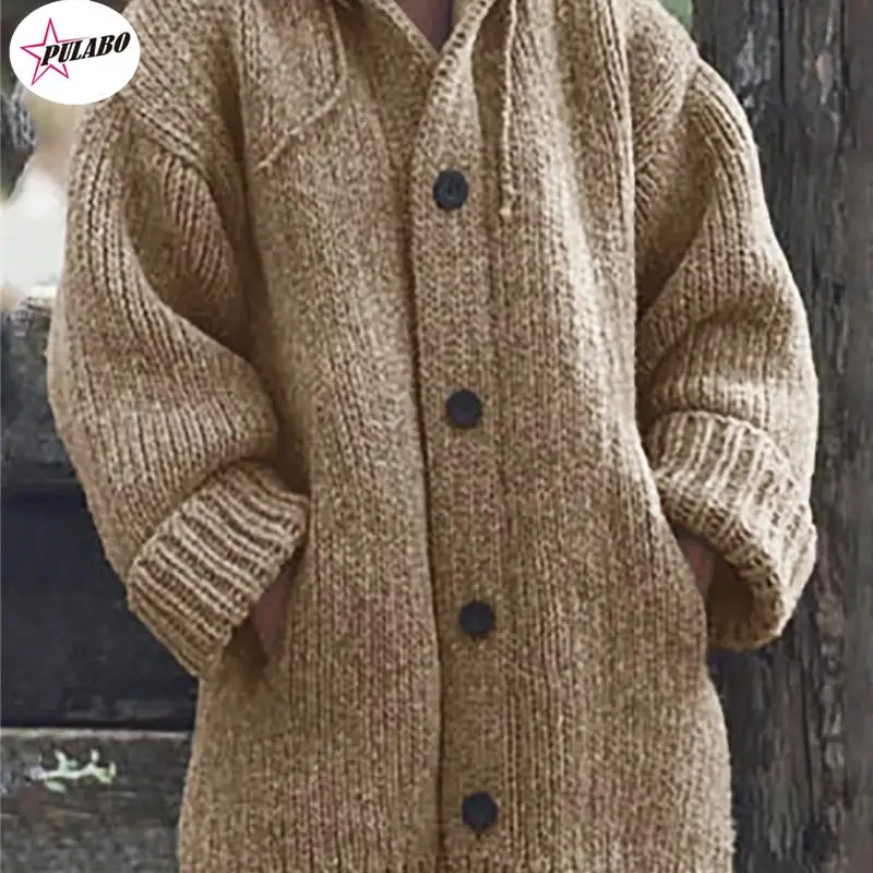 y2k Women's Cardigans Sweater Coat Warm Sweater Coats Loose Wool Knitted Coat Autumn Winter Women Long Cardigan Oversized Hooded