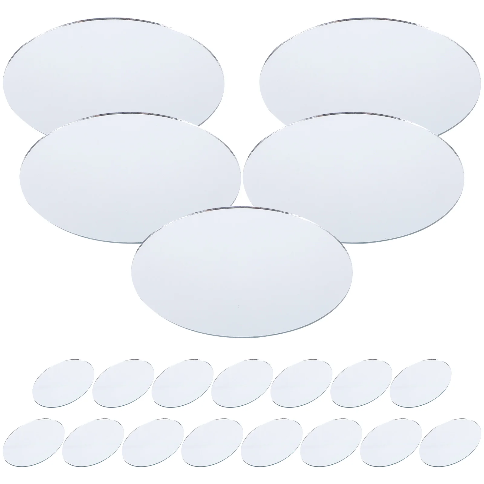 20Pcs Oval Mirror Lens DIY Mini Makeup Use Portable Small Oval Shape Clear Lens for Makeup Craft Mirror