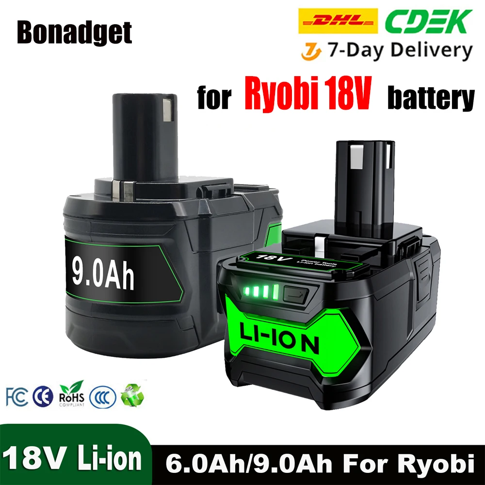 9Ah Original 18V for Ryobi P108 Battery Replacement Li-ion Battery P108 P102 P103 P104 P107 BPL1820 RB18L50 Power Tool Baterry