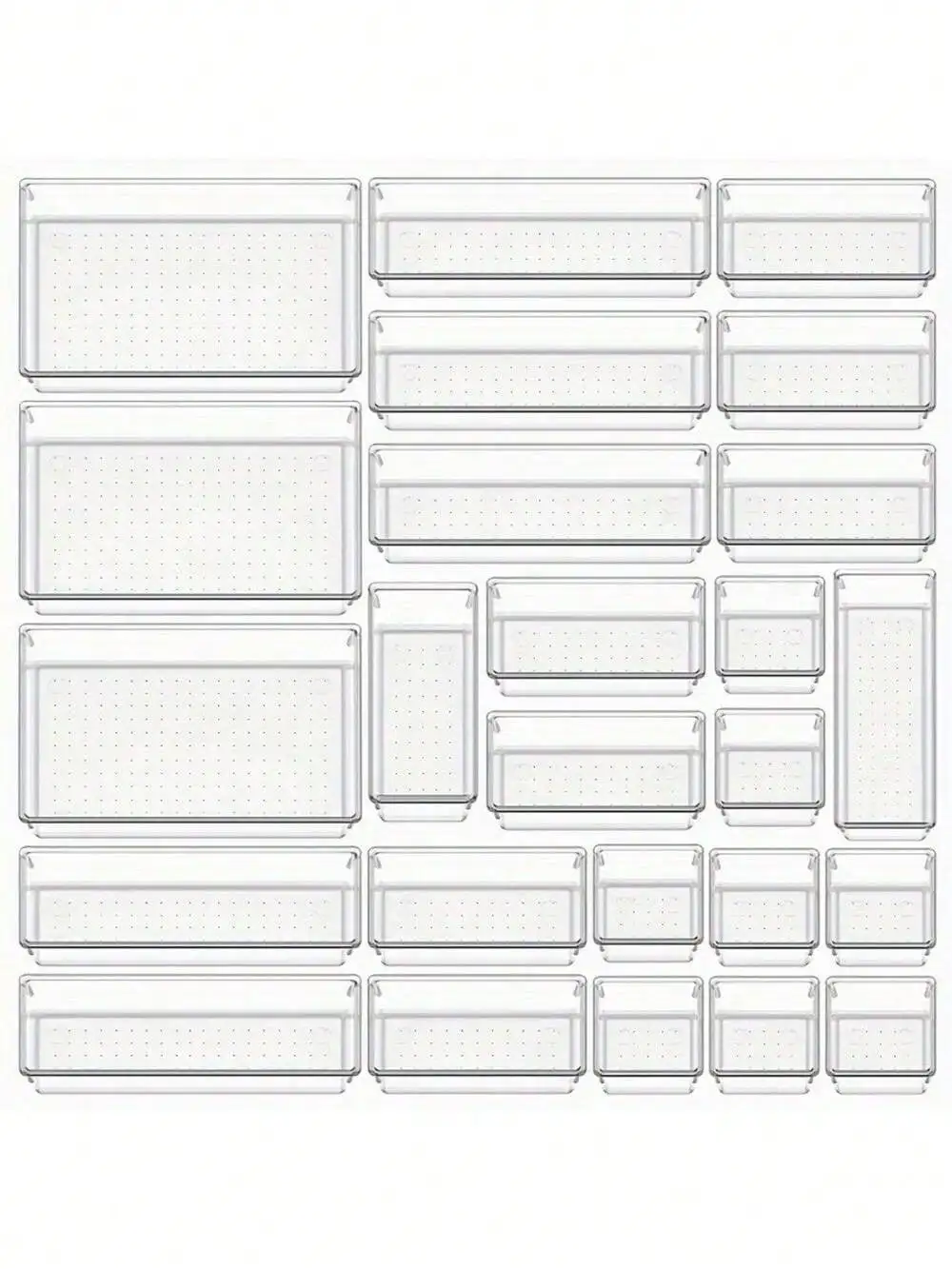 

9/25pcs Clear Plastic Drawer Organizer Set, 4 Sizes Multifunctional Bathroom And Vanity Drawer Organizer Trays, Makeup, Kitchen And Office Storage Box Decorations Autumn Decor Festival Decor Room Decor Home Decor Fall Decor Bedroom Decor