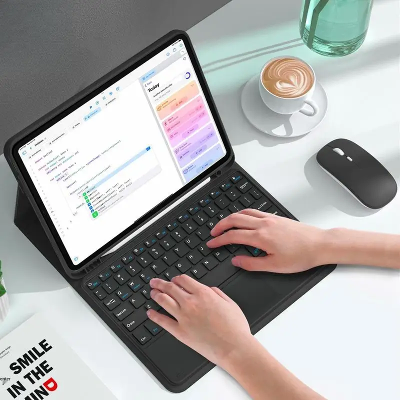 For iPad Keyboard Case with Touchpad Backlit Bluetooth Keyboard Mouse Folio Cover for 9.7 10.2 10.9 11 12.9 Inch Tablets