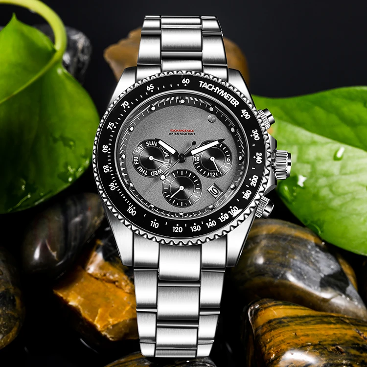 BOMAXE 2024 أحدث Oem ساعة معصم للرجال حافظة فاخرة ساعة كرونوغراف عادية حركة كوارتز 22 مللي متر عرض الفرقة بسيط عتيق #2