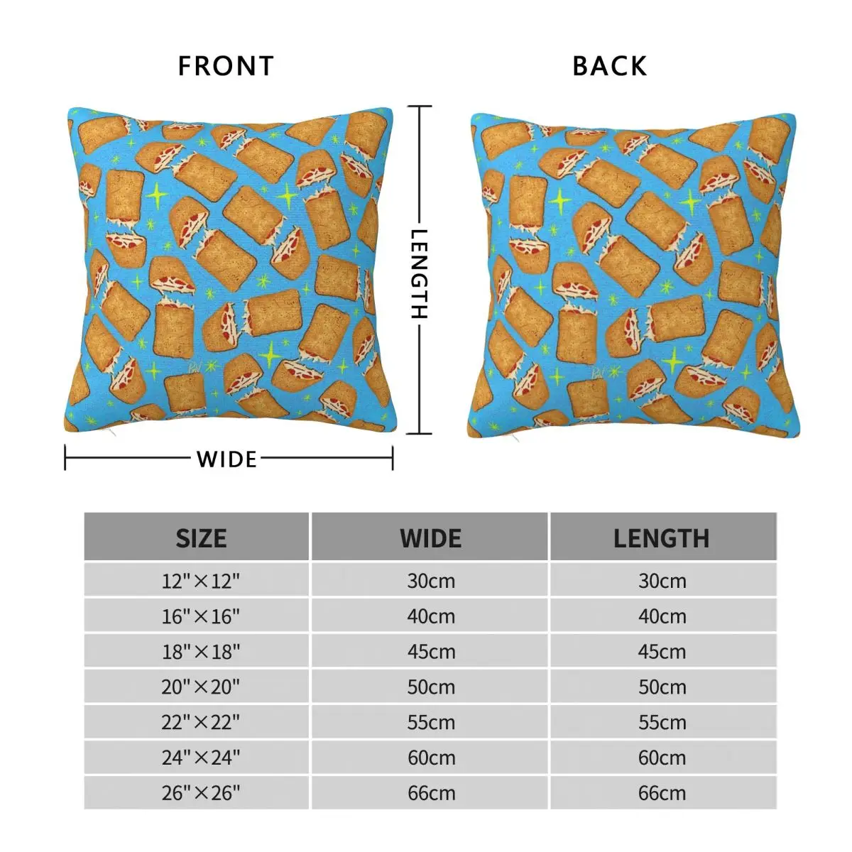 Hot Pocket Snack Square Pillowcase Polyester Linen Velvet Printed Zip Decor Pillow Case Car Cushion Cover