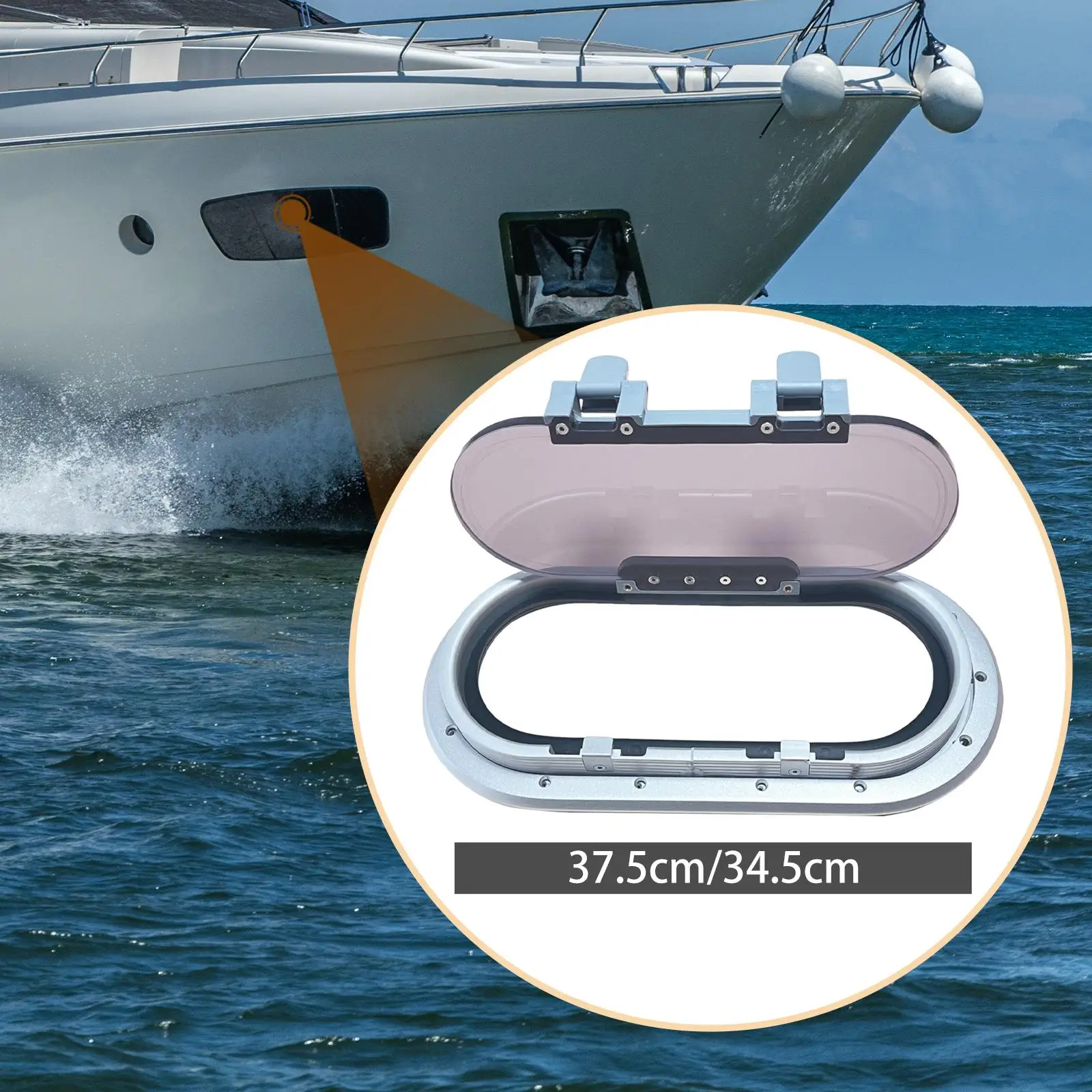 

Elliptical Boat Window Watertight Aluminum Porthole Acrylic Lid Accessories Sturdy Multipurpose Easily Install RV Skylight