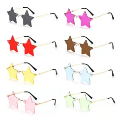 Rimless Star Shape Sunglasses Trendy Sun Glasses for Women Men Party Glasses Funny Pentagram Eyewear Christmas Decor Eyeglasses