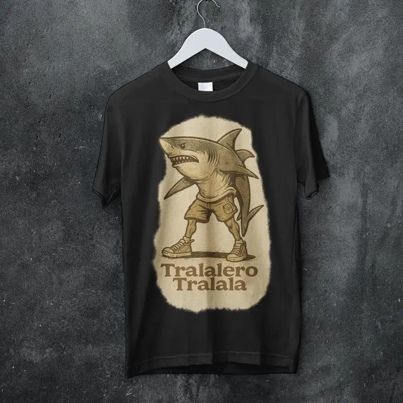 

Retrò Funny Shark Meme T shirt Tralalero Tralala Italian Brainrot Tung Sahur Anomali