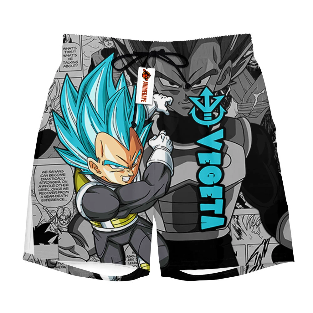 

Мужские быстросохнущие шорты Dragon Ball Z Vegeta Super Saiyan Blue с символом Vegeta, с манга-графикой, влагоотводящие, дышащие, для пляжа