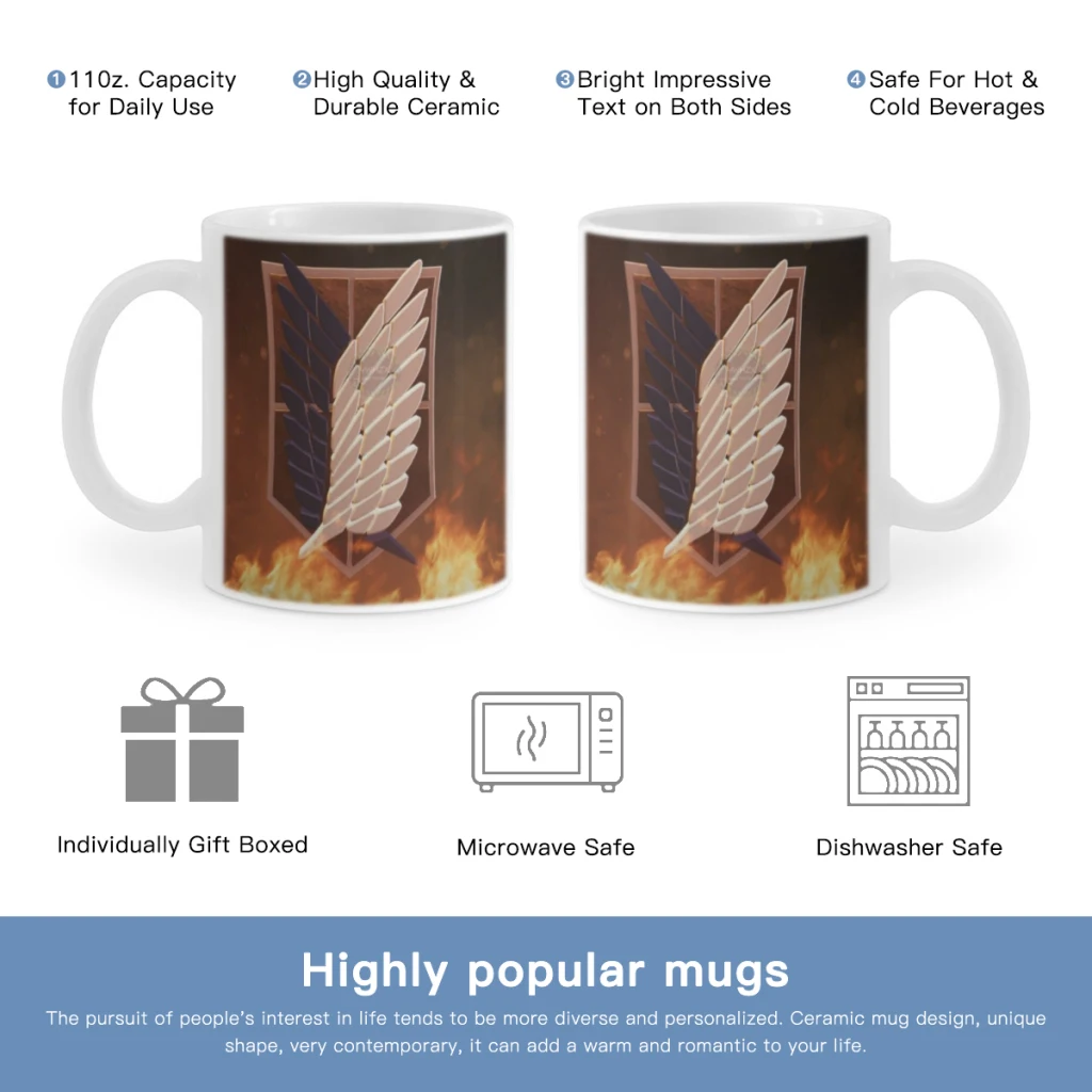 Anime-Attack-On-Titan-Free shipping Ceramic Cup Coffee Oatmeal Breakfast Cup Creative Personality Mug