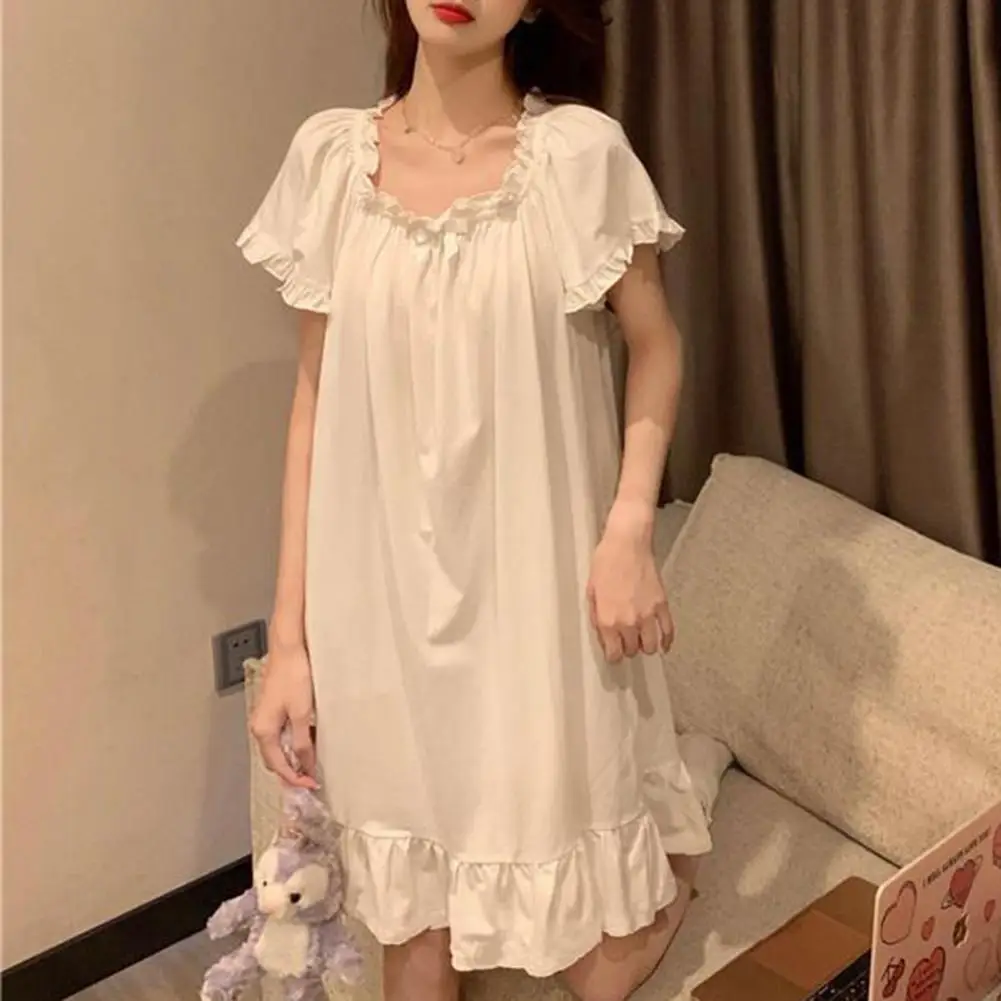 Sweet Lady Midi Dress Knee Length Ladies Dress Bow Decoration Daily Wear Dating Picnic Ladies Dress