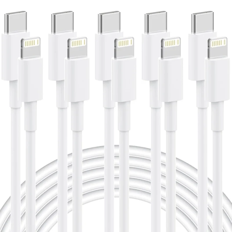 MIZIQIER 5-Pack USB C Cable For iPhone 14 13 12 11Pro Max Xs 8 Plus iPad Macbook PD 20W Fast Charging Type C To Lighting cable