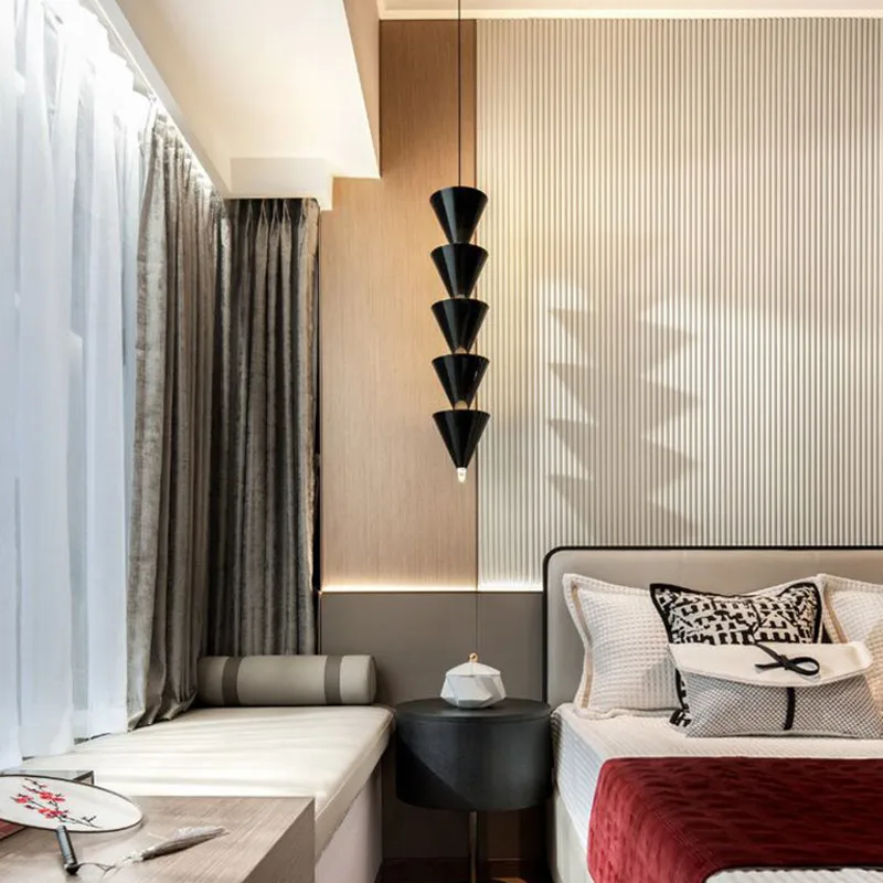 

Cone Pendant Lamp modern Vertica Chandelier Living Room Bedroom Hall Shop Bedroom Study Designer Chandelier