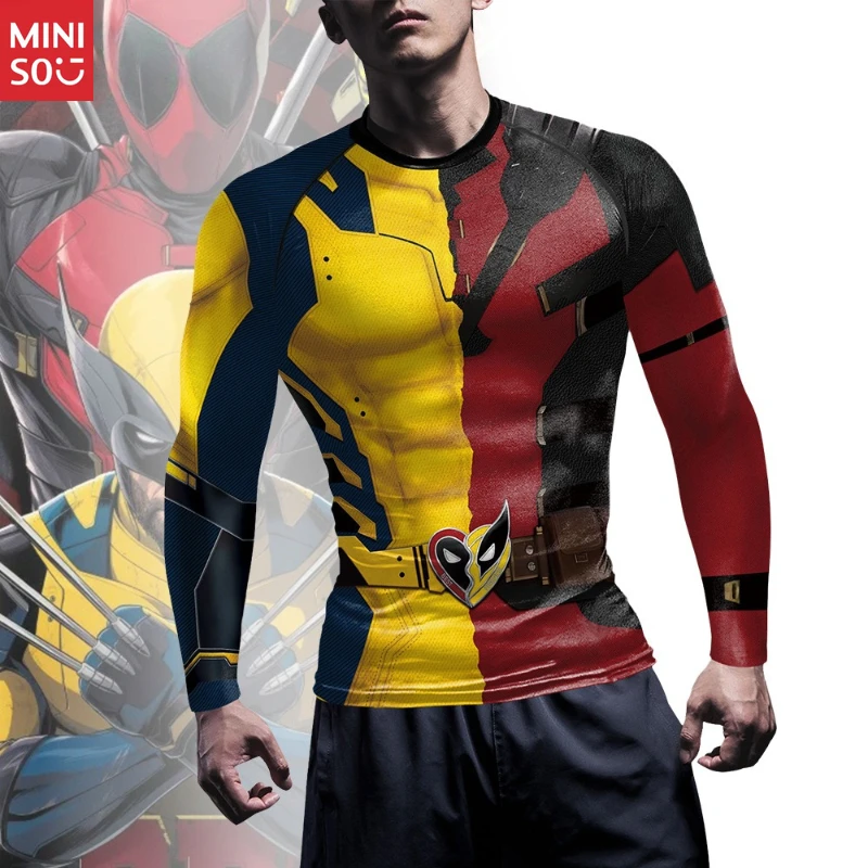 

Miniso Marvel 3D Print Fitness Shirt | Workout Training Tee, Fitted Performance Top