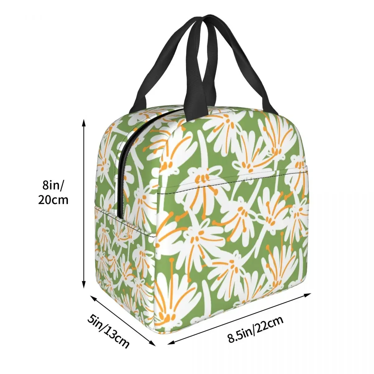 Fiambrera con patrón de flores para mujer y niño, bolsa térmica con aislamiento portátil, estilo Oxford, ideal para viaje