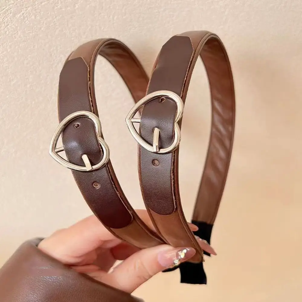 

Gothic Love Heart Hairband Fashion Hairband Korean Style Leather Headband Hair Accessories Wide Side Women Hair Hoop Ladies