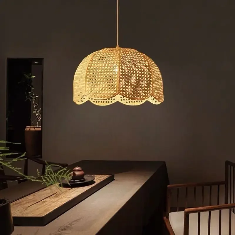 

Vine weaving creative personality bedroom pendant light living room balcony retro petal Zen tea room light