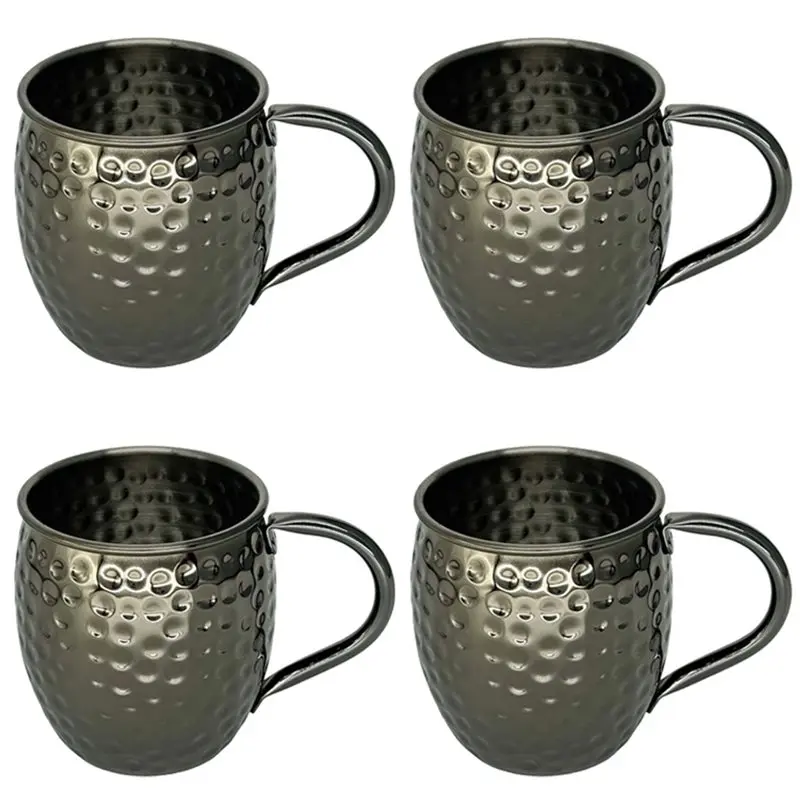 

24-Hour Delivery Mugs Set Of 4, Electroplated Stone-Pattern Stainless Steel Design Perfect For Wine, Beer, Coldrink, Bar Drink