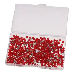 Tachuelas de plástico para mapa, alfileres de empuje de cabeza redonda portátiles rojos, duraderos y ligeros, 300 unids/caja