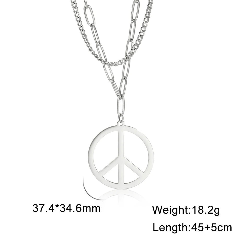 Amaxer Women's Double Layer Necklace Openwork Round Tree Branch Pendant Minimalism Vintage Female Male Accessories Couple Gifts image 6