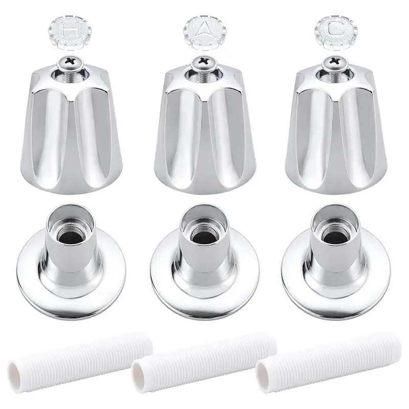 LICE-Shower Knobs 3 Piece Replacement For Price Pfister Tub Shower Faucet Handle Remodel Trim Kit Include Hot Cold Diverter