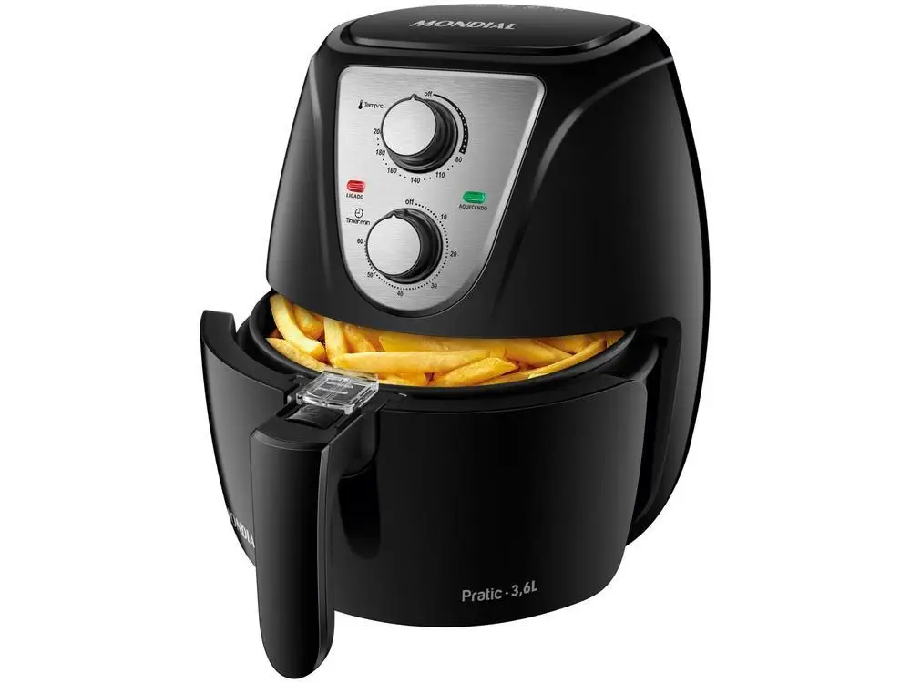 Electric Fryer No Oil/Air Fryer Mondial AF-36-BI Black with Timer - 220V