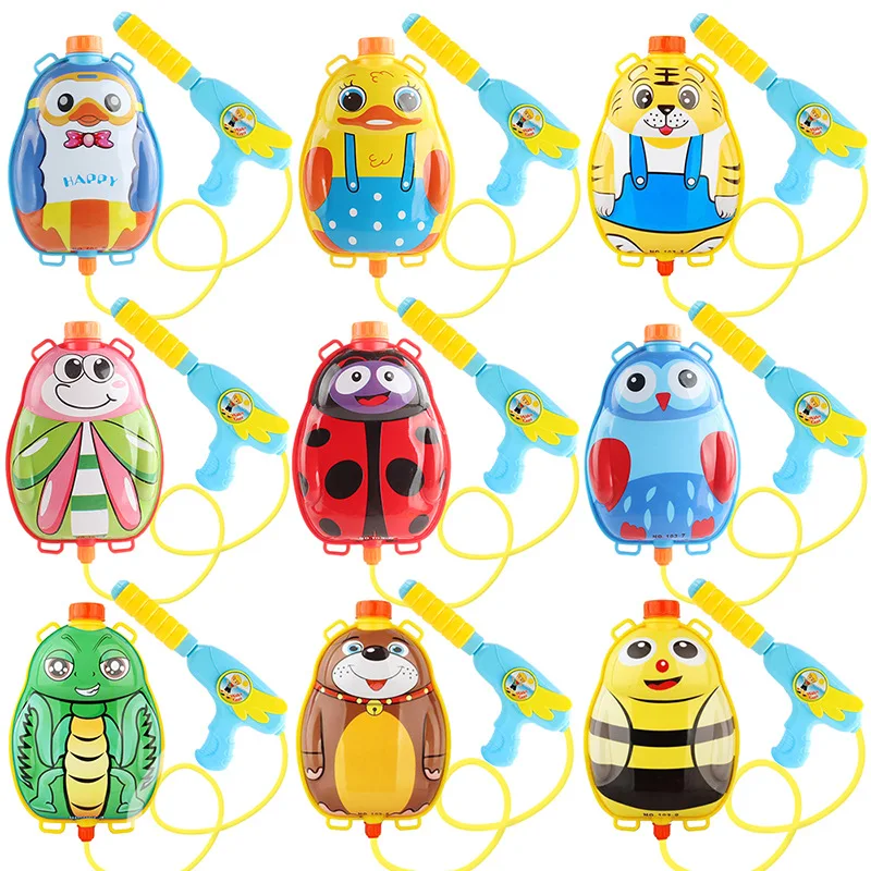 Pistolet à eau jouets enfants dessins animés sac à dos pistolet à eau grande capacité Type extractible pulvérisation d'eau été plage jouets d'eau en plein air