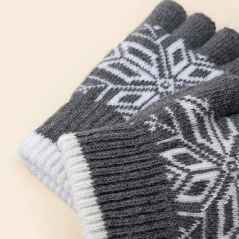 1 Pairs of Half-finger Autumn and Winter Knitted Open-finger Touch Screen Heat and Cold Cycling Cute Gloves