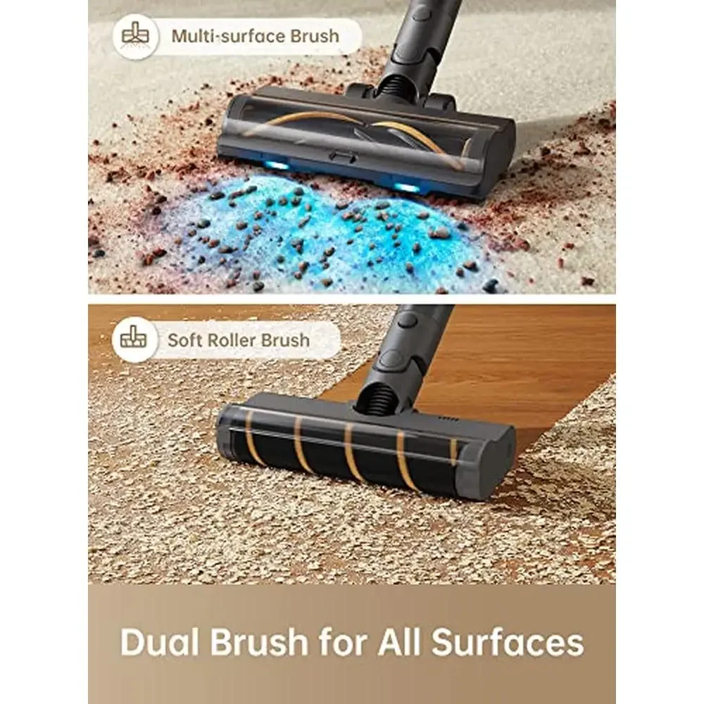 เครื่องดูดฝุ่นไร้สายหัวแปรงคู่บ้านที่มีประสิทธิภาพแบบชาร์จไฟได้สมาร์ทสติ๊กเครื่องดูดฝุ่นแบบใช้มือถือ 90 นาทีรันไทม์อัจฉริยะ