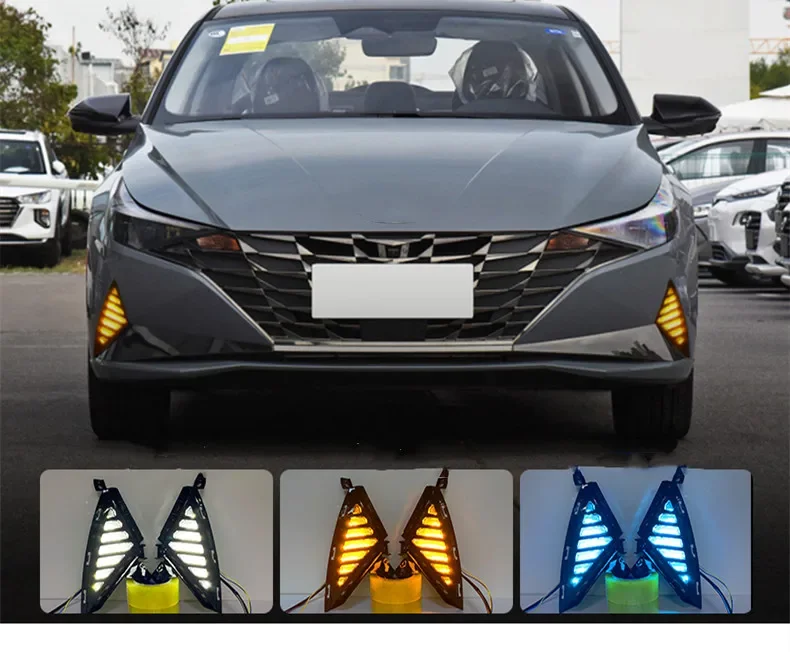 

Car LED Daytime Running Light DRL for Hyundai Elantra 2021 Flowing Turn Signal and Blue night mode Автомобильные лампы