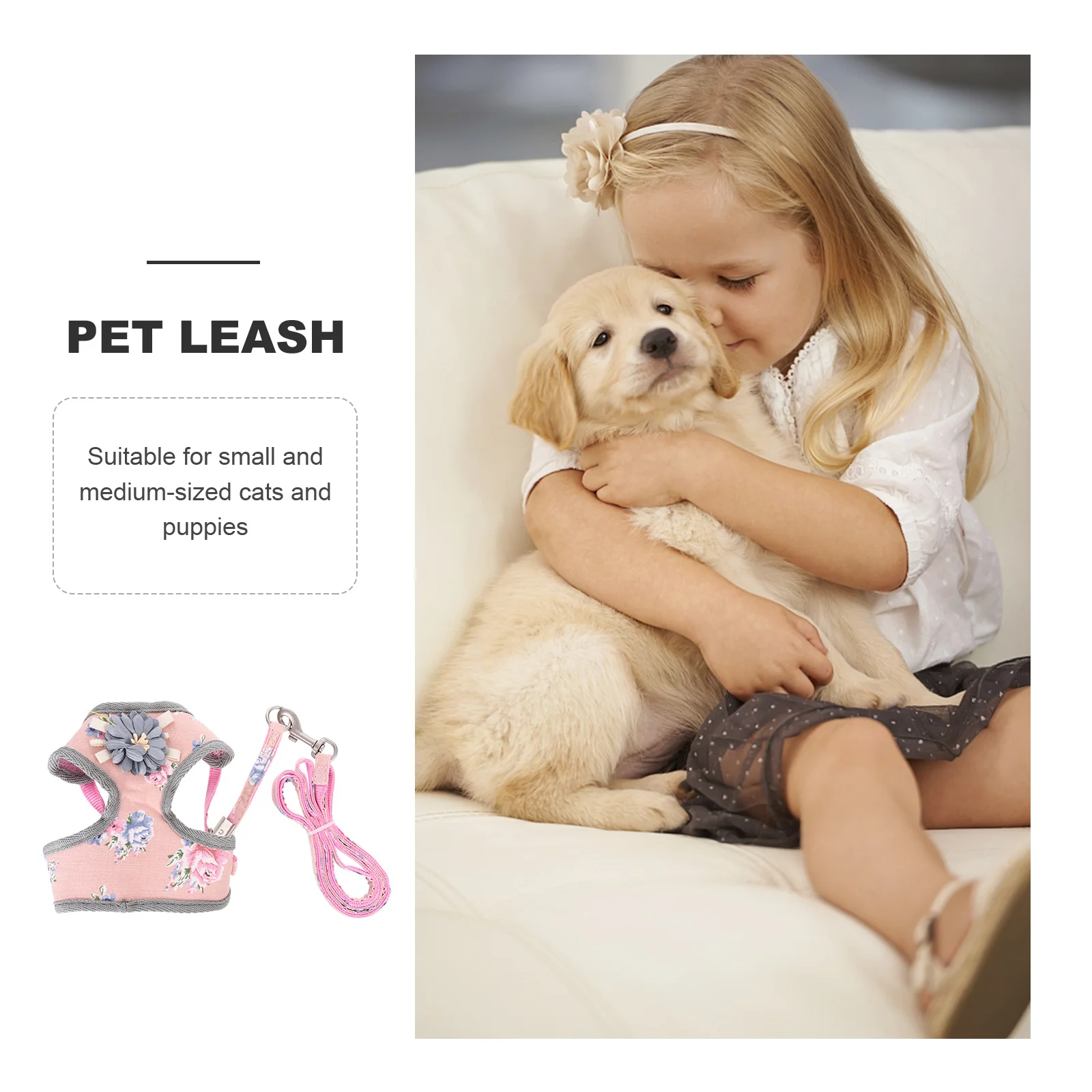

1Set Dog Harness and Leash Set Adjustable Lightweight Breathable Vest for Small Medium Puppies Cats Outdoor Walking Comfortable