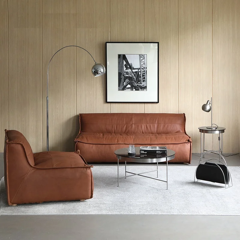 

Современный Роскошный домашний минималистичный итальянский простой импортный однослойный диван из воловьей кожи
