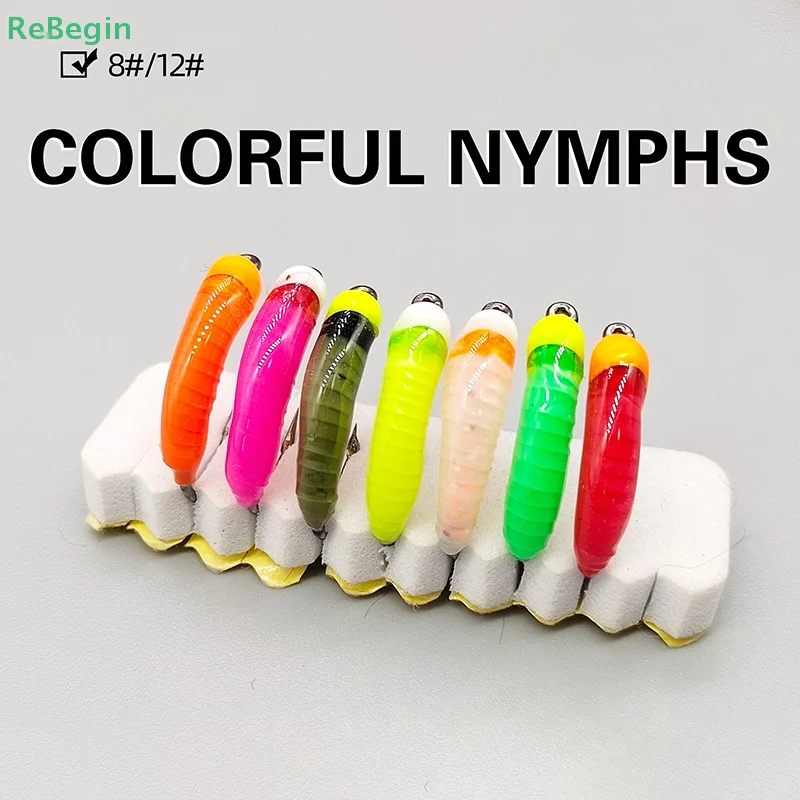 Luminous Tungsten Bead Head Nymph Scud Bug Worm Fly Barbed Caddis Larvae Insect Baits Fast Sinking Trout Fishing Lures