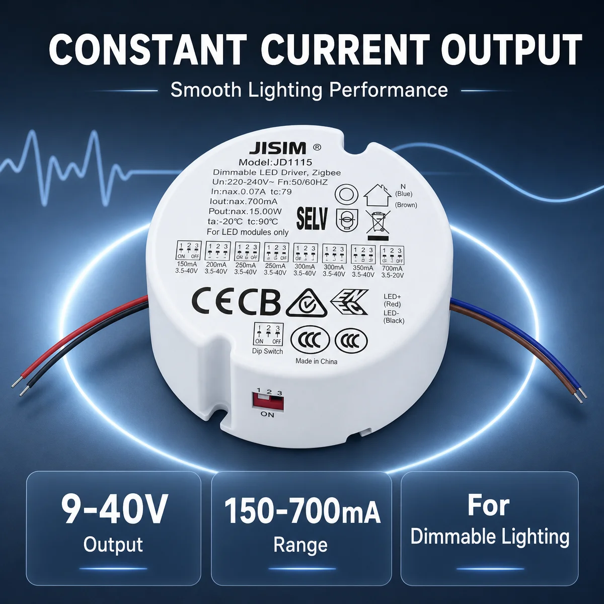 Tuya Zigbee Bluetooth Round LED Driver 15W 18W 25W 100-240V 100-700mA Power Supply Transformer for LED Downlight Spotlight Use