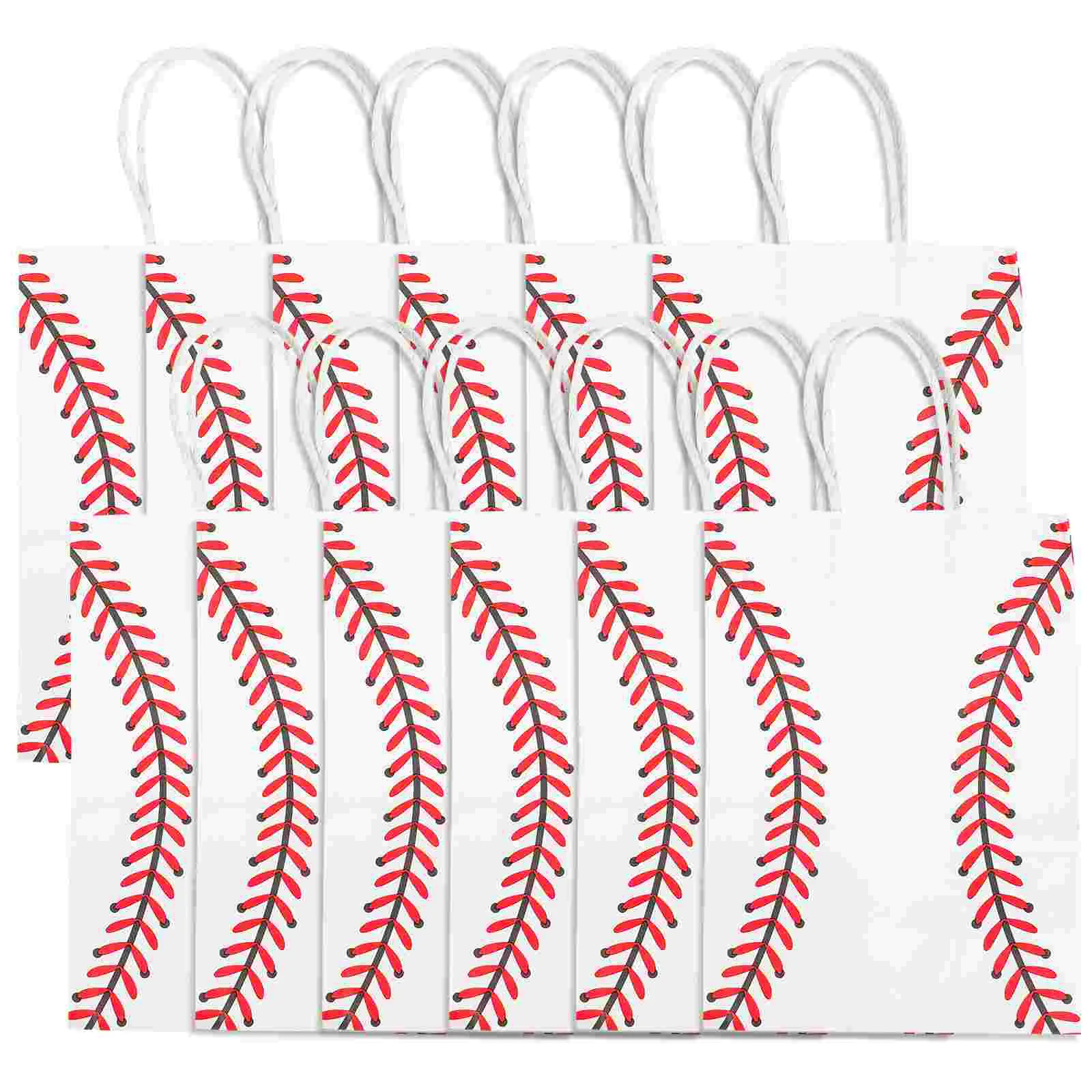 12 Pcs Paper Bag Baseball Shopping Storage Extra Large Kraft Bags Gift Small Size