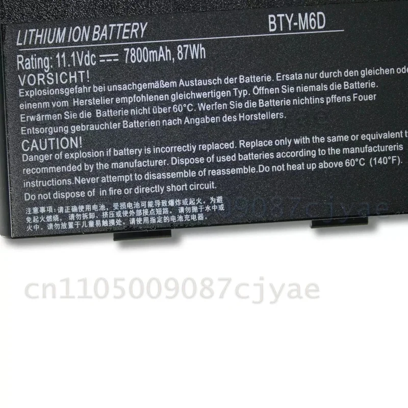 Power Supply Battery BTY-M6D Laptop Battery for MSI GT60 GT70 GX660 GX680 MS-1763