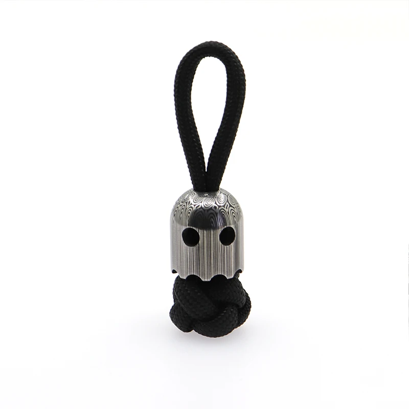 Ghost Damascus Metal Knife Paracord Beads Pendant Knife Beads Stainless Steel EDC Accessories