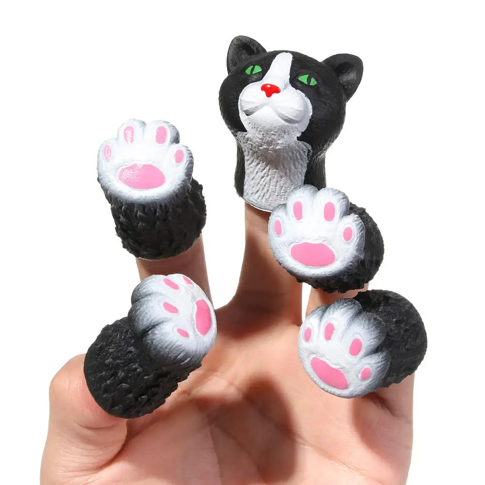 Vinyl Animal Cat Dog Finger Dolls Hand Puppet random combination Props