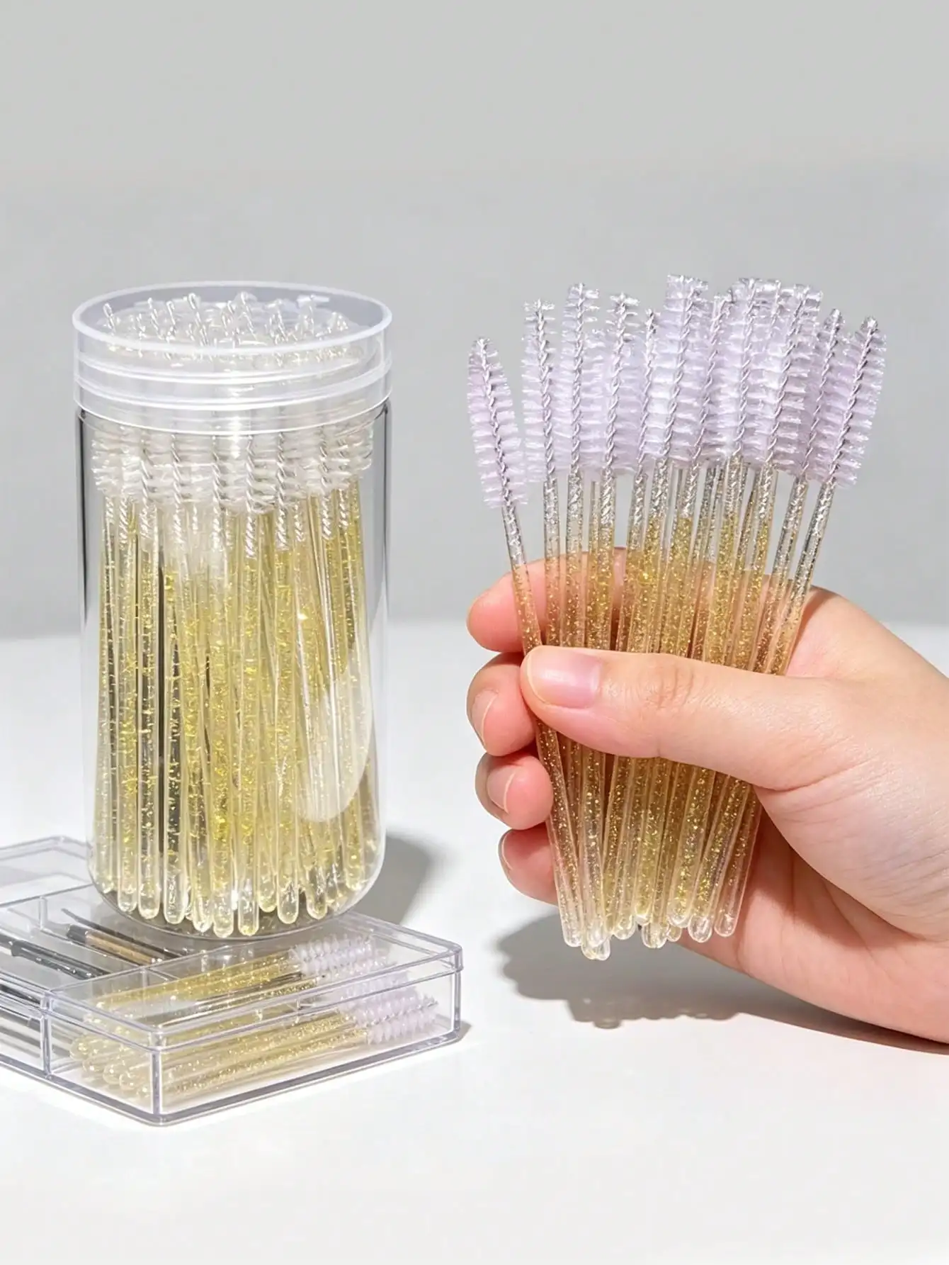 100 cepillos desechables para pestañas, cepillos de cristal para cejas (adecuados para extensiones de pestañas, cepillos para sombra de ojos, peines para cejas)