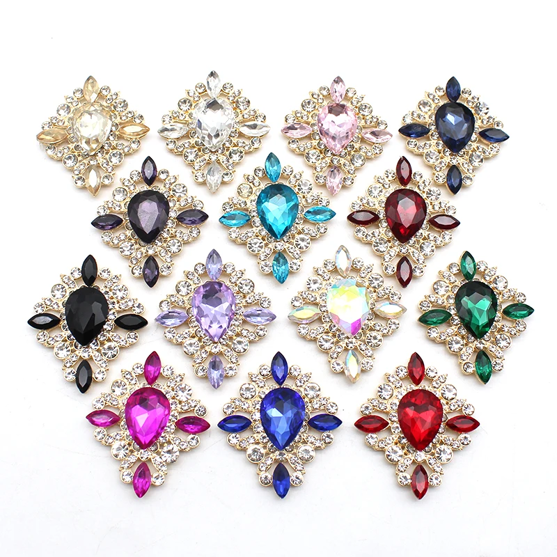 35*42mm Square Alloy Rhinestone Decoration Diy Hairpin Bow Tie Flat Bottom Decoration Accessories