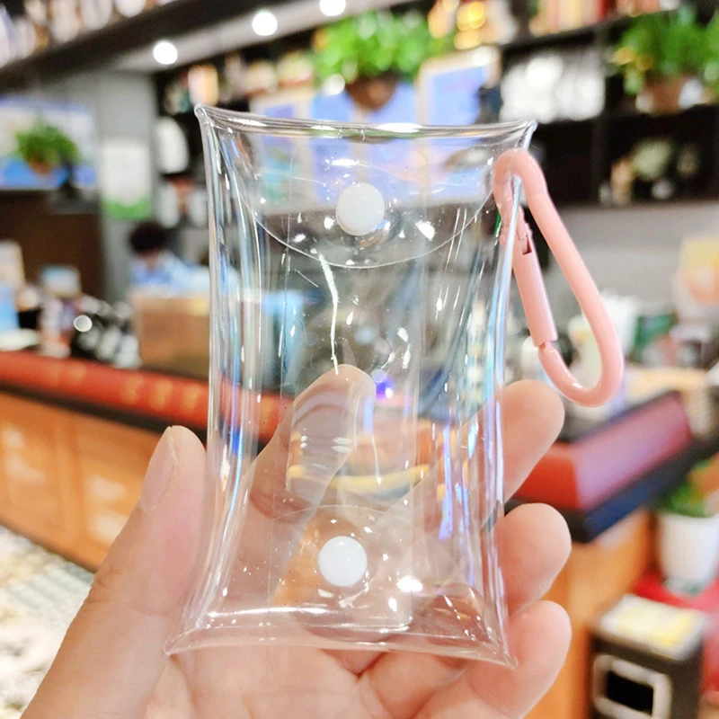 Transparent Bag Keychain Clear Small Coin Purse PVC Key Ring Lipstick Earphone Doll Display Storage Bag Wallet Pouch Keychain