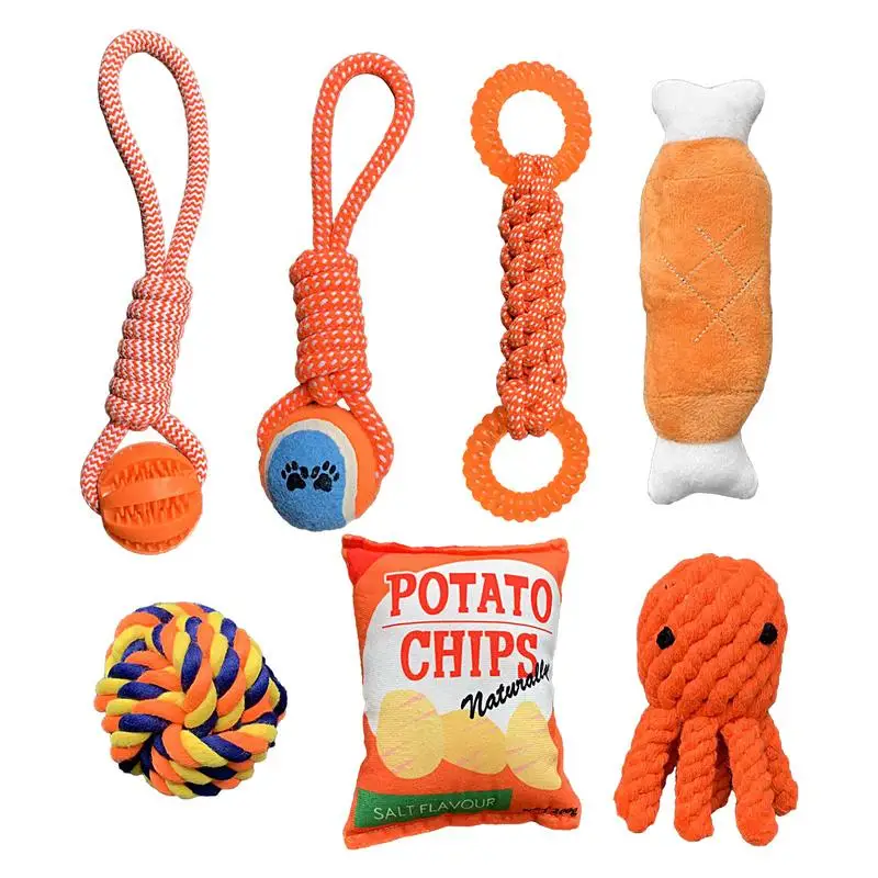 Puppy Chew Toys For Teething Interactive Puppy Tough Rope Teething Toys Bundle Multifunctional Colorful Pet Doggy Bone Toys For