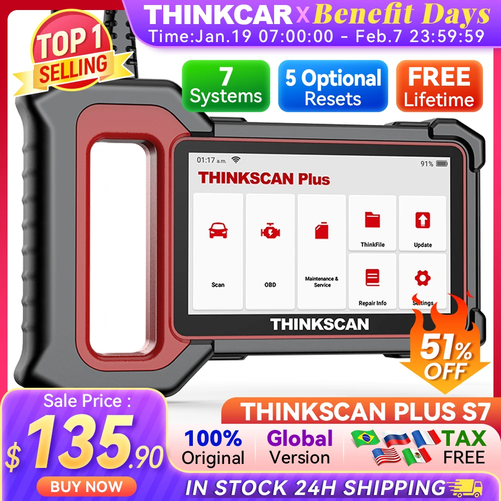 THINKCAR Thinkscan Plus S7 S6 S4 Obd2 Scanner Best Car Diagnostic Tools Automotivo Scanner DIY Auto Diagnosis Tool Code Reader