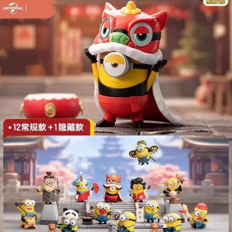 Universal Pictures Minions Anime Cartoon China Series Collectible Figures Blind Boxes Trendy Ornaments Toys Gifts