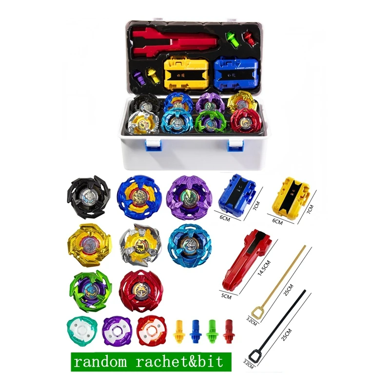 

8 шт. волчки Bey X BX с ручкой, ящик для хранения лаункеров, подарочный набор игрушек