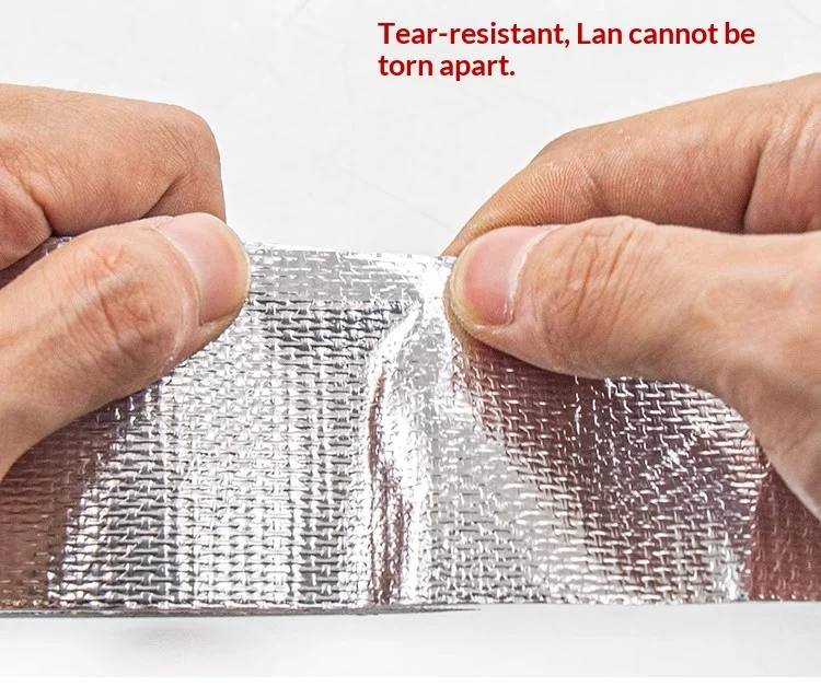 1Roll Fiberglass Aluminum Foil Tape Thickened Waterproof Sunproof Heat Insulation Air Conditioner Pipe Wrap Protective Tape